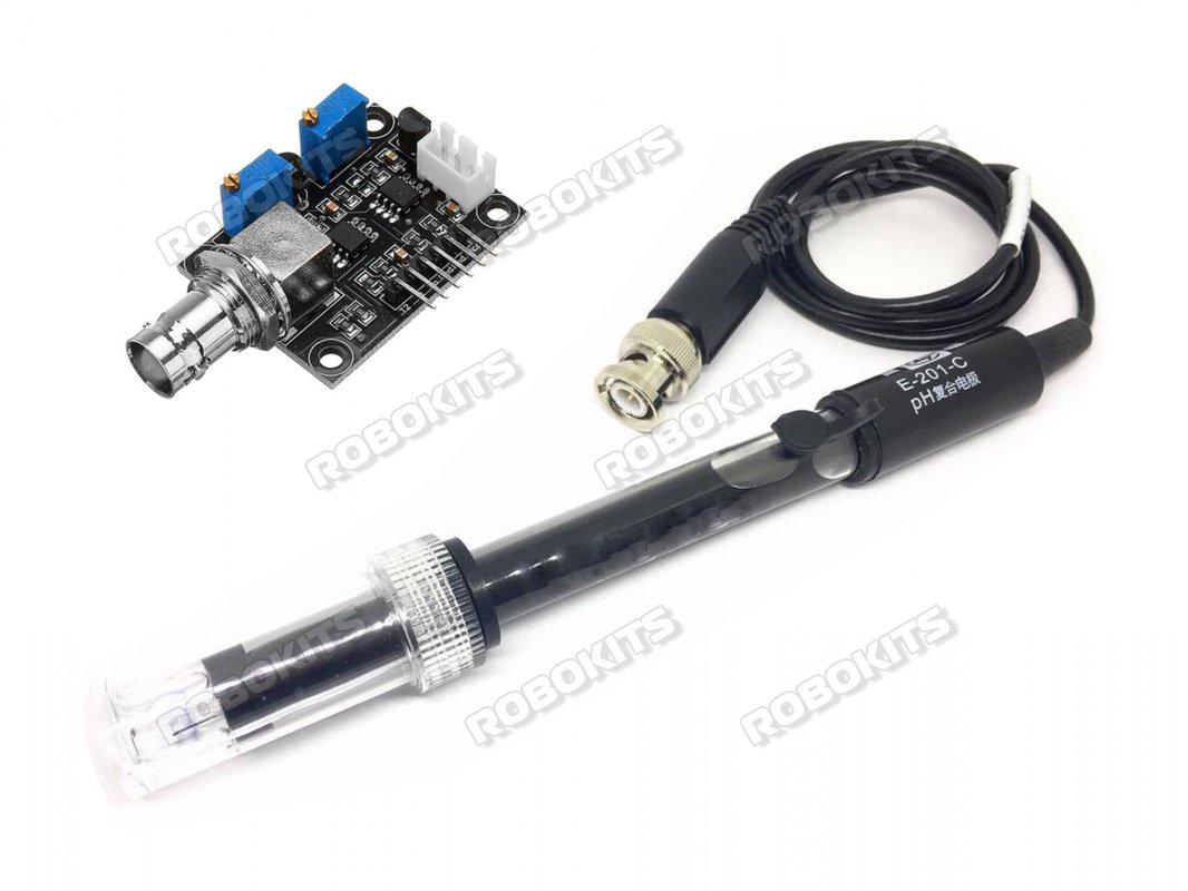 Combo PH Electrode Probe + PH Value And Temperature Detection Sensor Module 5V DC Arduino Compatible- Premium