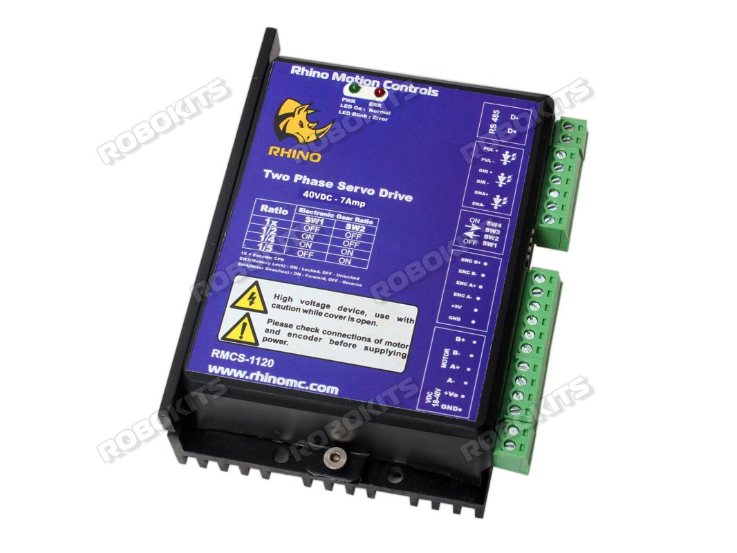Rhino Hybrid Step Servo Drive 12V-40V 7Amp RS485 Modbus Compatible