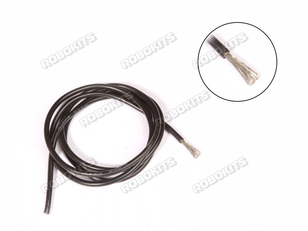 High Temperature Super Flexible Grade Silicone Wire 14AWG (1 meter Black)