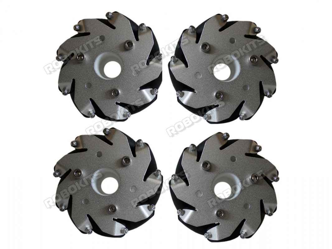 100mm Mecanum Wheel Set (2x Left, 2x Right) - Bearing Rollers