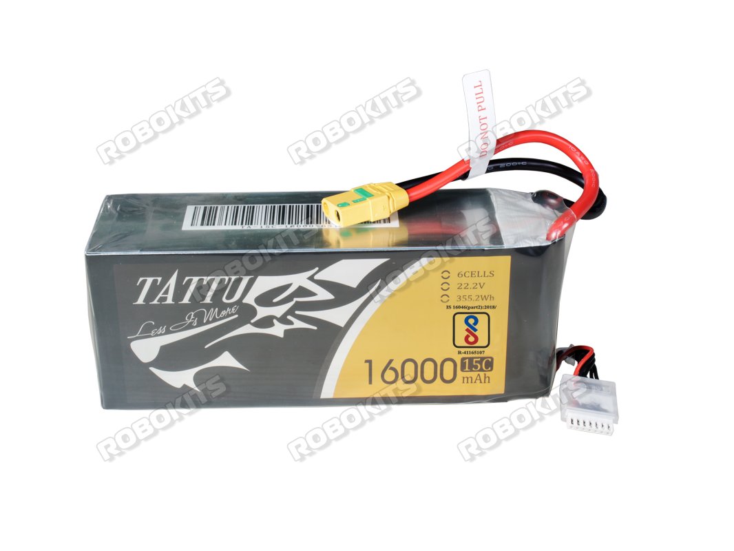 TATTU 22.2V 16000MAH 6S1P 15C XT90 LIPO BATTERY