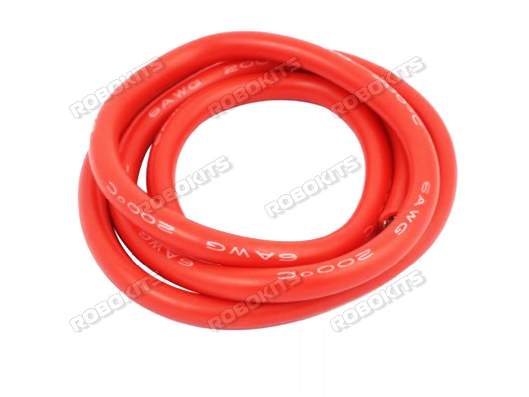 High Temperature Super Flexible Grade Silicone Wire 4AWG (1m Red)