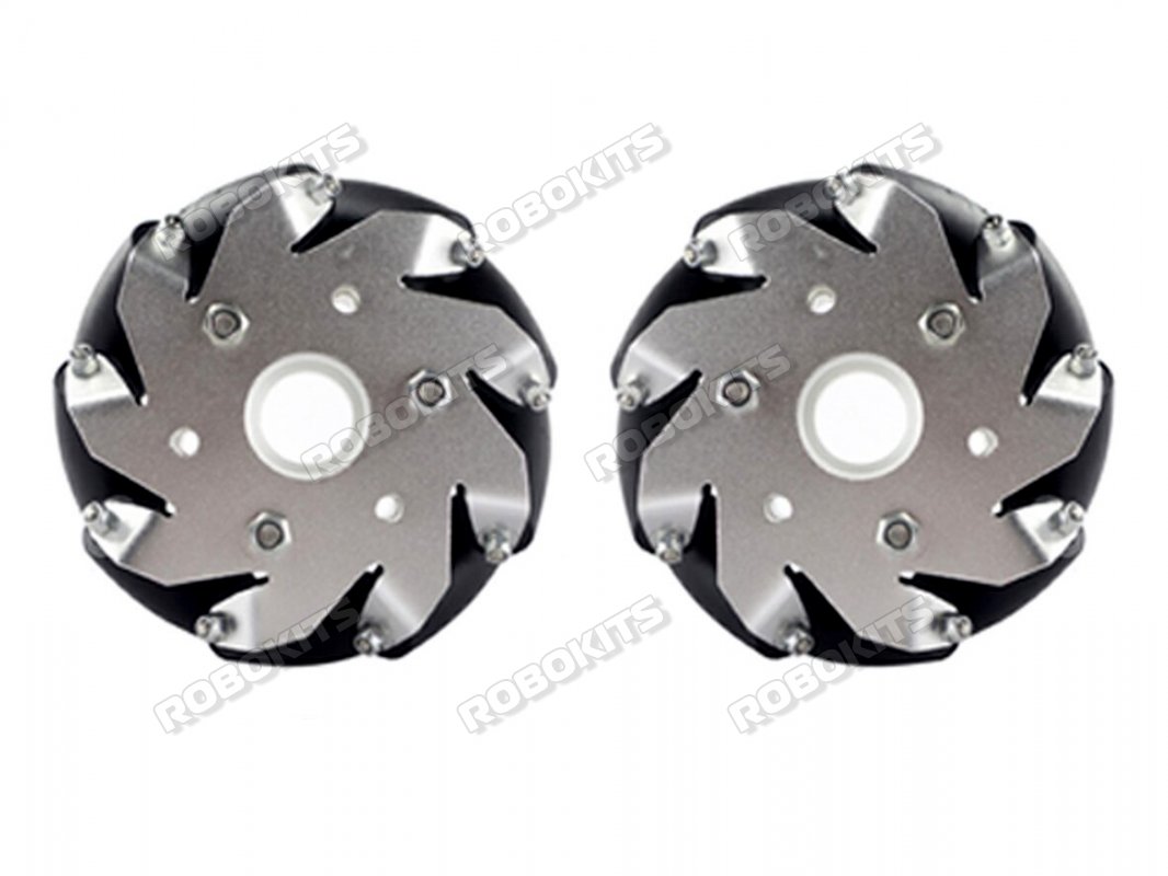 100mm Bearing Rollers Mecanum wheels set (1x Left, 1x Right) - Bearing Rollers