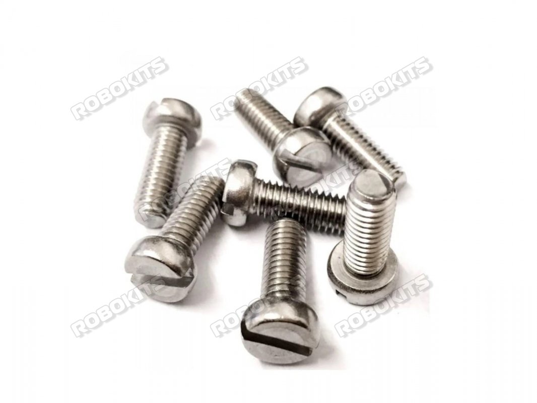 M2 x 10mm Slotted Head Stainless Steel 304 Bolt - pack of 15pcs