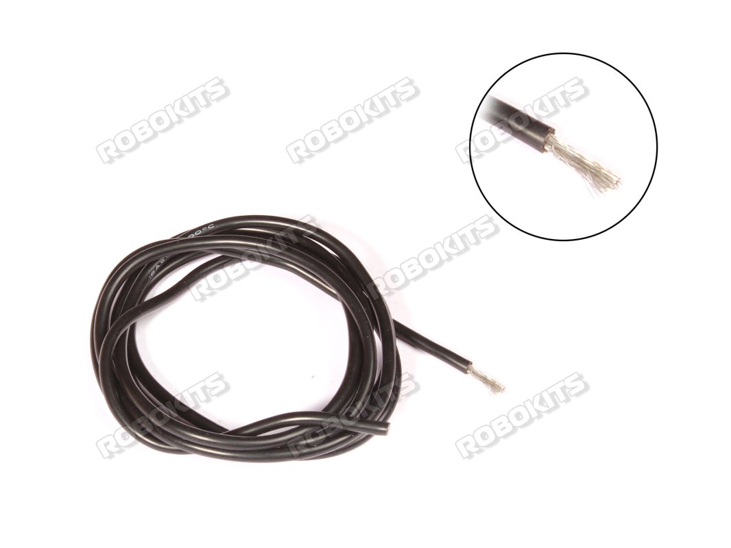High Temperature Super Flexible Grade Silicone Wire 16AWG (1 meter Black)