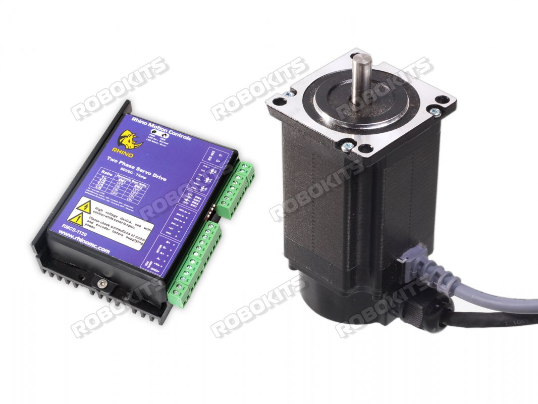 NEMA23 Servo Motor 22kgcm w/t 200W Drive Modbus RS-485 Step/Dir
